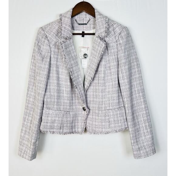 NWT White House black market tweed blazer Sz 14 Purple White - Picture 3 of 10